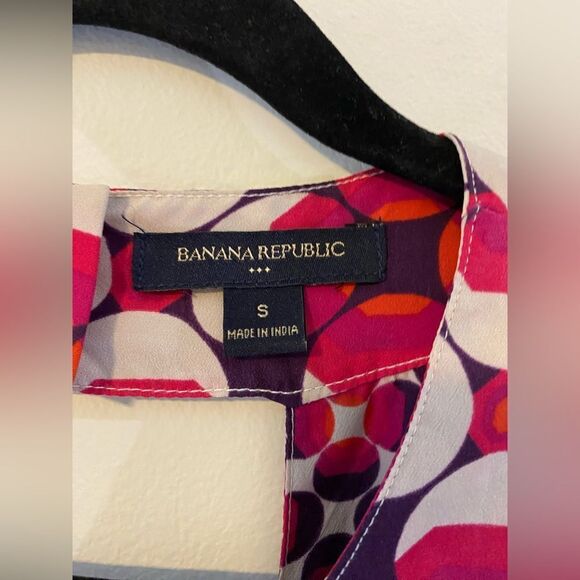 Banana Republic, Pink & Purple Mod/Geometric Babydoll Sleeveless Blouse - Picture 3 of 8